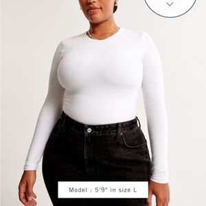 Abercrombie & Fitch Long-Sleeve Cotton-Blend Seamless Fabric Crew Bodysuit